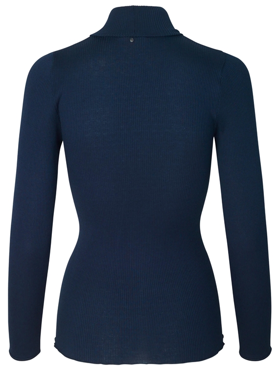 Rosemunde Rullekrave Silke Bluse, Navy 